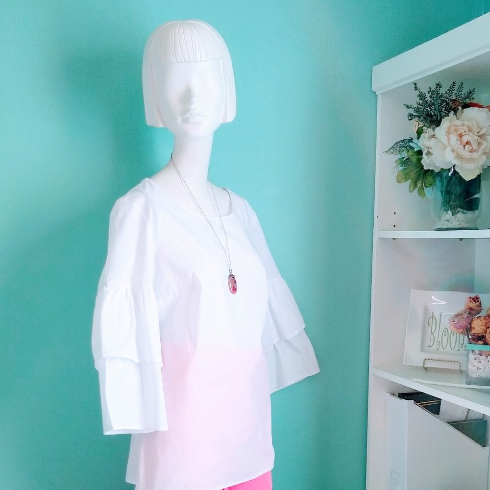 NWOT COMO Vintage White peasant blouse